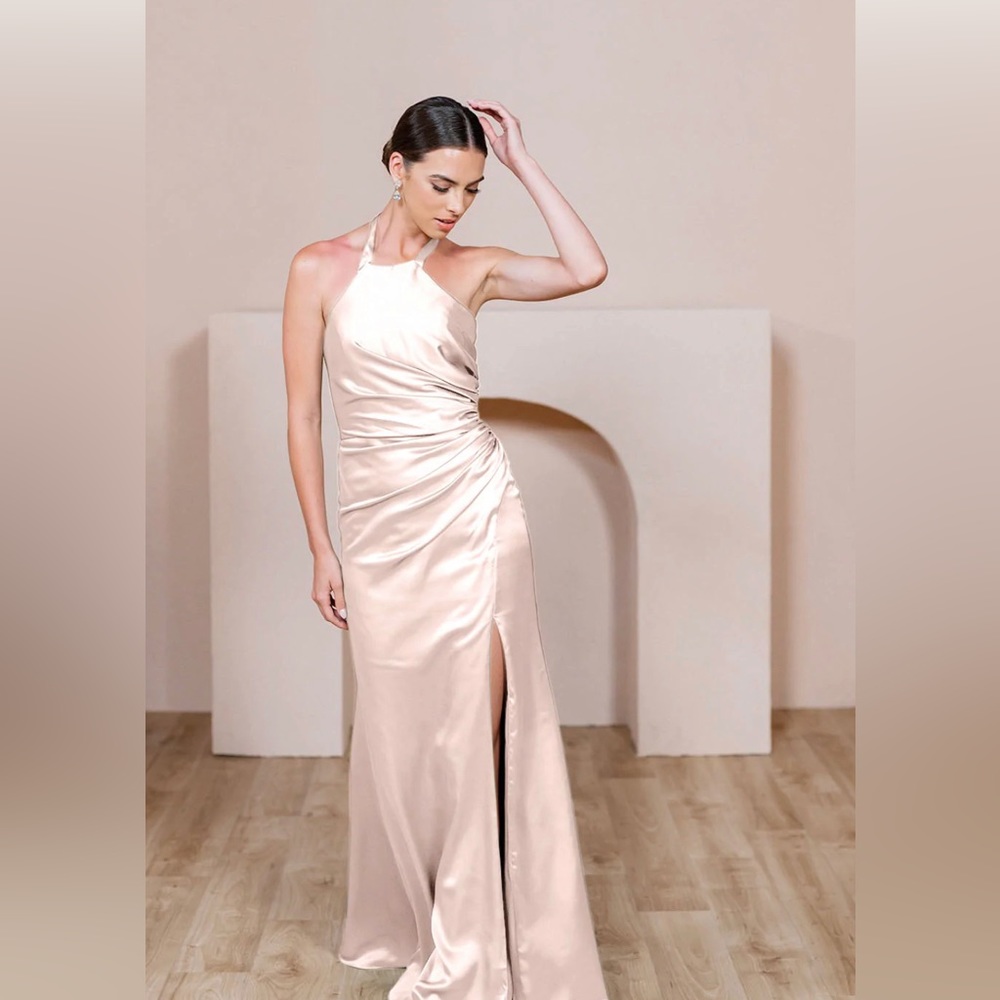 Reverly Fallon Satin Dress- Soft Champagne